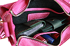 Жіноча шкіряна маленька сумка клатч крос-боді через плече з натуральної шкіри фуксія, фото 7