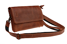 Жіноча шкіряна маленька сумка-клатч барсетка через плече з натуральної шкіри світло-коричнева