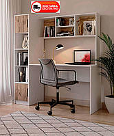 Письменный рабочий стол с надстройкой и пеналом Teenager (Тинейджер) корпус Белый/фасады цвет Дуб Тахо