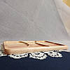 Менажниця дерев'яна ясенева прямокутна дошка для подачі страв прямокутна на 3 секції двостороння, фото 5
