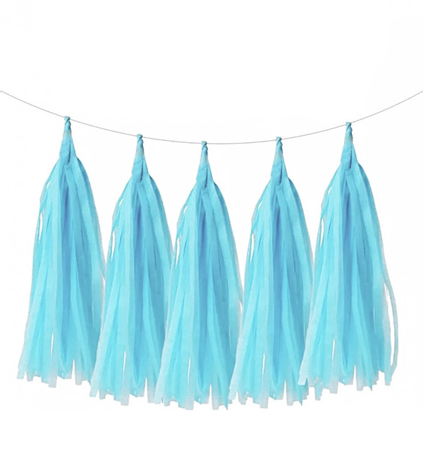Паперові пензлики тассел світло-блакитні, набір 5 шт., розмір 35 см