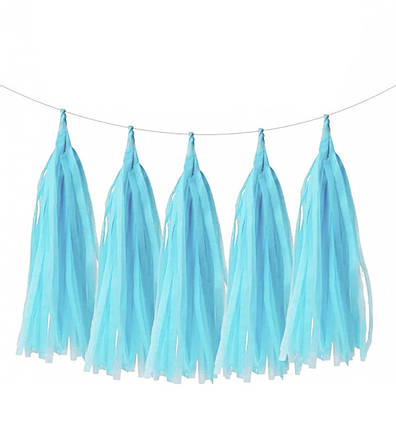 Паперові пензлики тассел світло-блакитні, набір 5 шт., розмір 35 см, фото 1