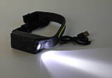 Налобний ліхтарик акумуляторний 2в1 лід фонарик на голову, фото 4