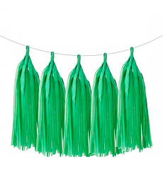 Паперові пензлики тассел зелені, набір 5 шт., розмір 35 см