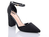 Женские черные туфли на устойчивом каблуке 37