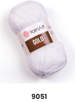 Нитки пряжа для в'язання акрил з люрексом/метанітом GOLD YarnArt Голд ЯрнАрт № 9051 - білий/срібло