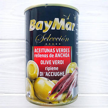 Оливки BayMar зелені фаршировані анчоусом 300 гр.