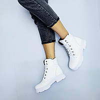 Белые кожаные ботинки SHANS на белой подошве  Демисезон  36-23,5см  (2251-D-6 - 22176)