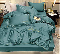 Сатиновое постельное белье евро размер Комплект однотонного постельного белья с вышивкой Креп сатин