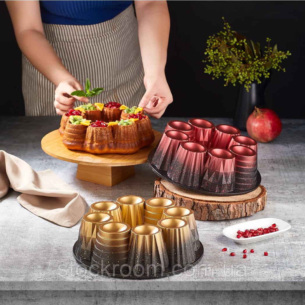 Форма для випічки кексу з антипригарним покриттям 25 х 7.5 см O.M.S. Collection 3280 чорно-золоте
