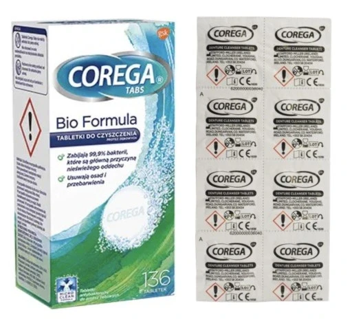 Таблетки для чищення зубних протезів Corega