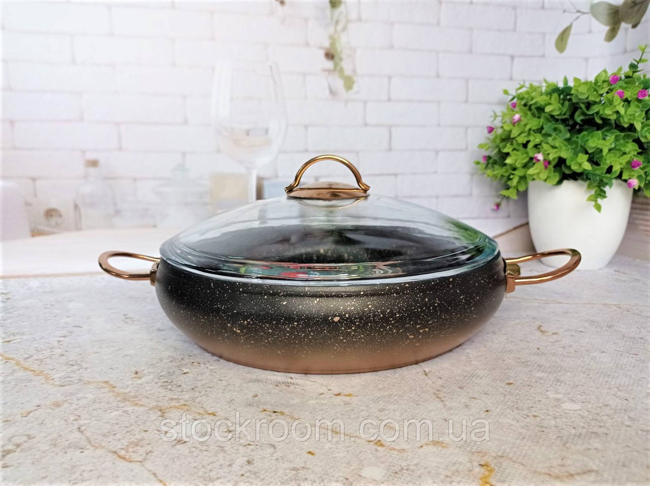 Сотейник 3,50 л (28 х 7 см) з а/п покриттям, O. M. S. Collection( Туреччина), арт. 3341 бронза