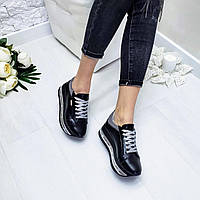 Черные кожаные кроссовки XL  36-23,5см  (3114-1 - 18006)