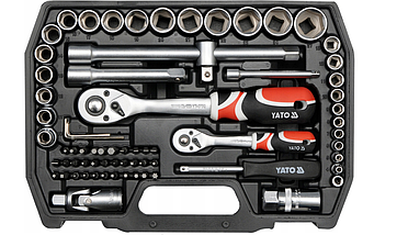Набір інструментів торцеві ключі та насадки Yato YT-38782 72 ел., фото 3