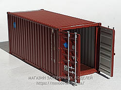 Масштабна модель контейнера 20 футовий "BLUE SKY" з дверима, що відкридаються, масштабу 1/87, H0