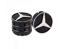 Комплект ковпачків для литих дисків (4 шт) Mercedes 60x55 чорний ABS пластик