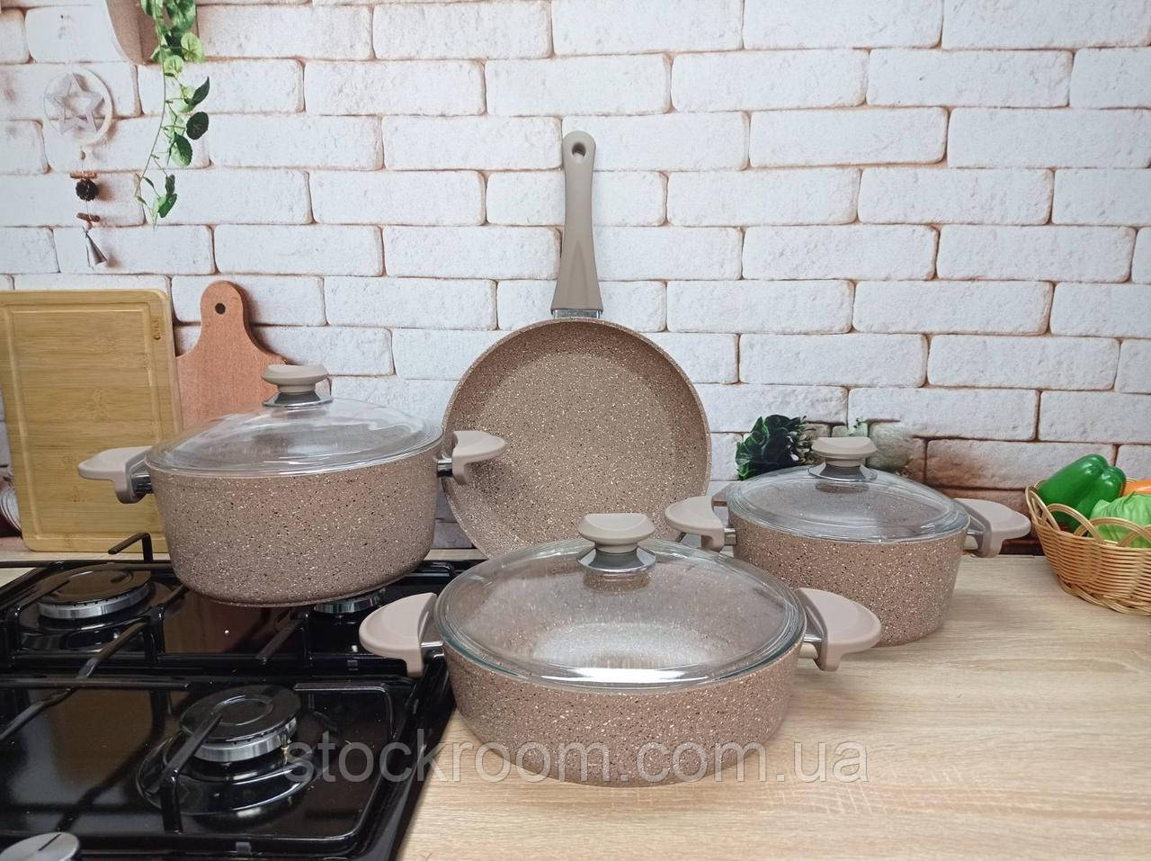 Набір посуду O. M. S. Collection з 7-ми (4/3) предм. арт.3005.01.02. коричневий
