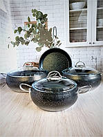 Набір посуду OMS Collection (Туреччина) з антипригарним покриттям з 7-ми (4/3) предметів 3023 срібло