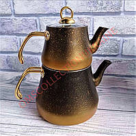 Чайник двойной (1.2 / 2.5л) с антипригарным покрытием OMS Collection(Турция) 8200-L золото