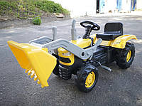 Детский трактор экскаватор с ковшом на педалях велотрактор с нагрузкой до 50 кг регулируемое сиденье, желтый
