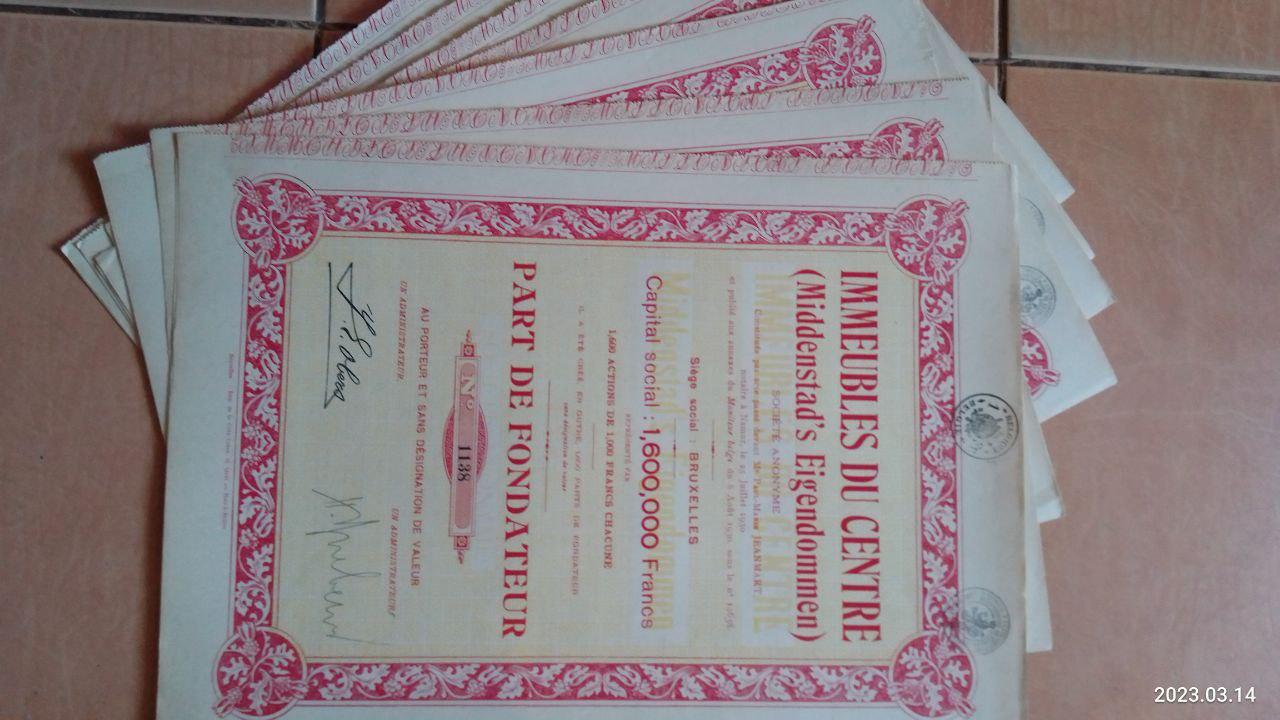 Акція. IMMEUBLES DU CENTRE.  1930 рік  (Д-1.21)