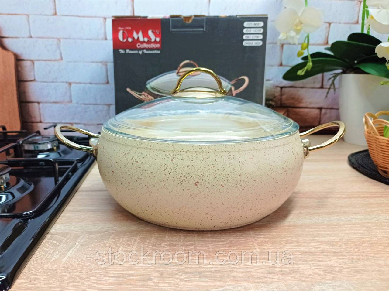 Кастрюля 4,5 л (24 х 10,5 см) O.M.S. Collection  з а/п покриттям, арт. 3141-24 айвори