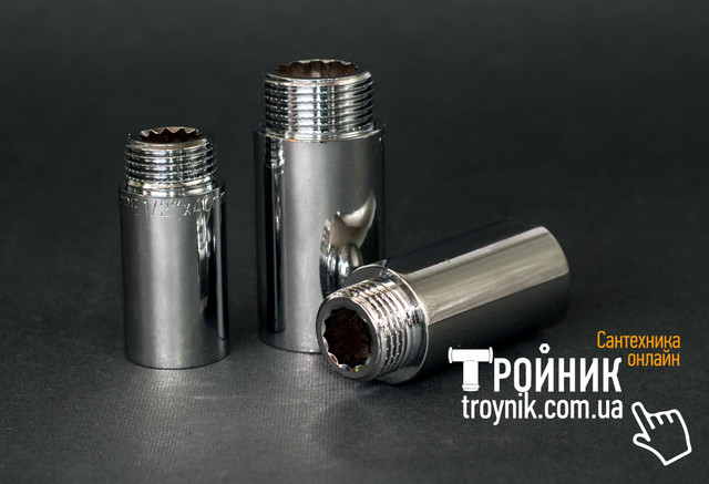Удлинители латунные хром и никель  RS-K, ASCO, Valtec от 10 мм