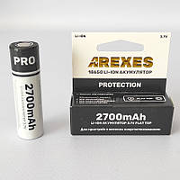 Аккумулятор Arexes 18650 3.7v 2700mah, с защитой, (без пиптика)