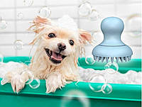 Массажная щетка для купания собак и кошек, с дозатором для шампуня