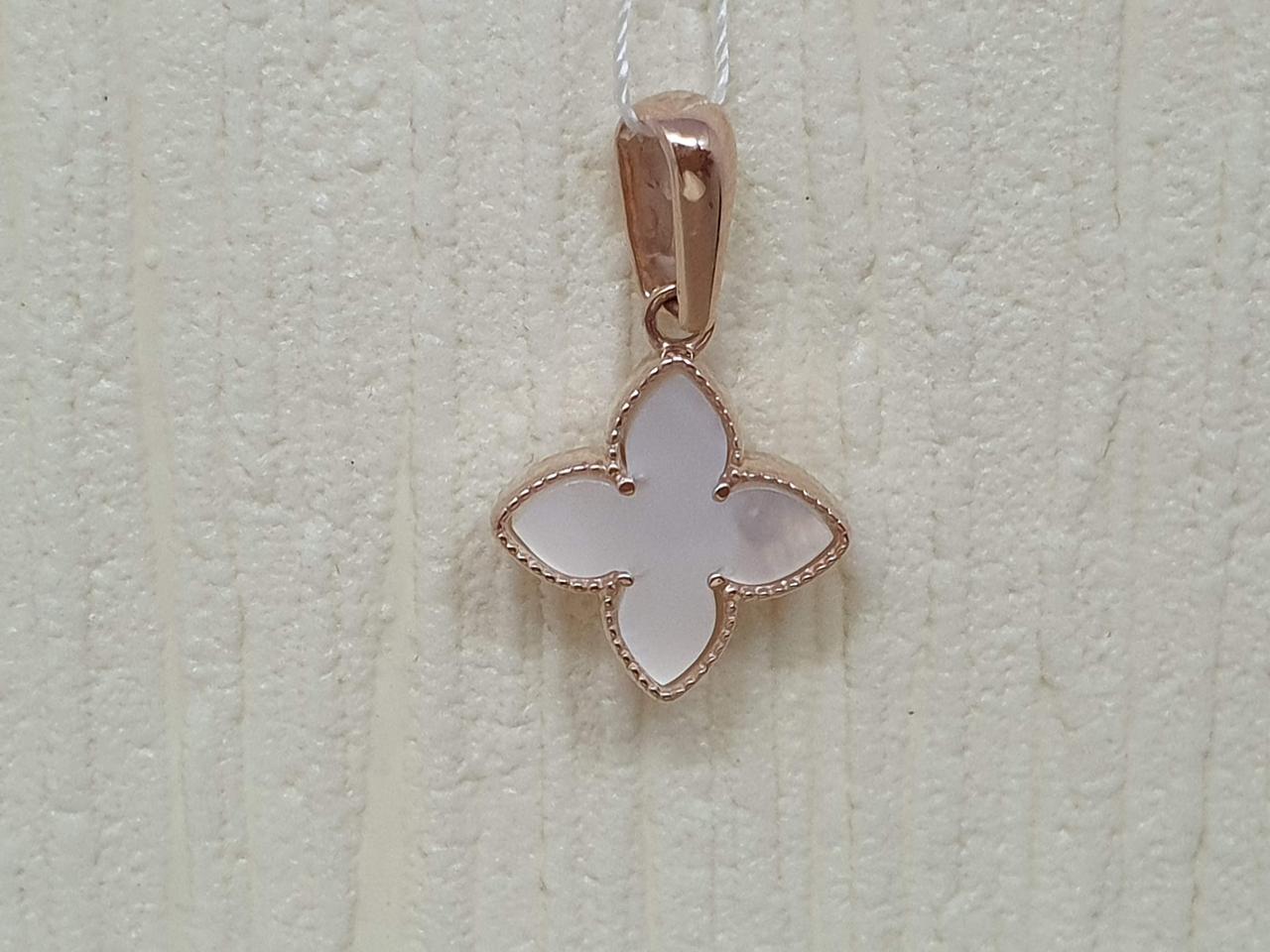 Золотий підвіс Конюшина з перламутром.  311247