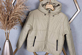 Куртка демісезонна з куліскою з низом для дівчат розміри 44-48 колір бежевий