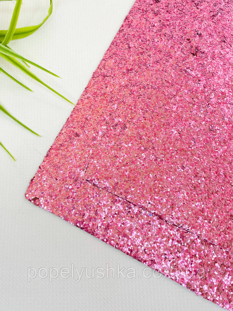 Еко шкіра крупний глітер 19*30 см темно-рожева, фото 1