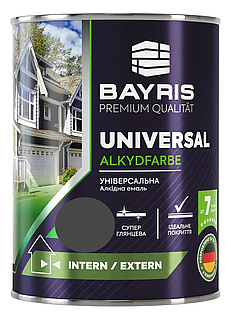 Емаль універсальна алкідна Universal BAYRIS 0.9, Темно-сіра