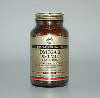 Рыбий жир, Омега - 3 (Omega-3, EPA DHA), Solgar, тройная сила, 950 мг, 50 капсул