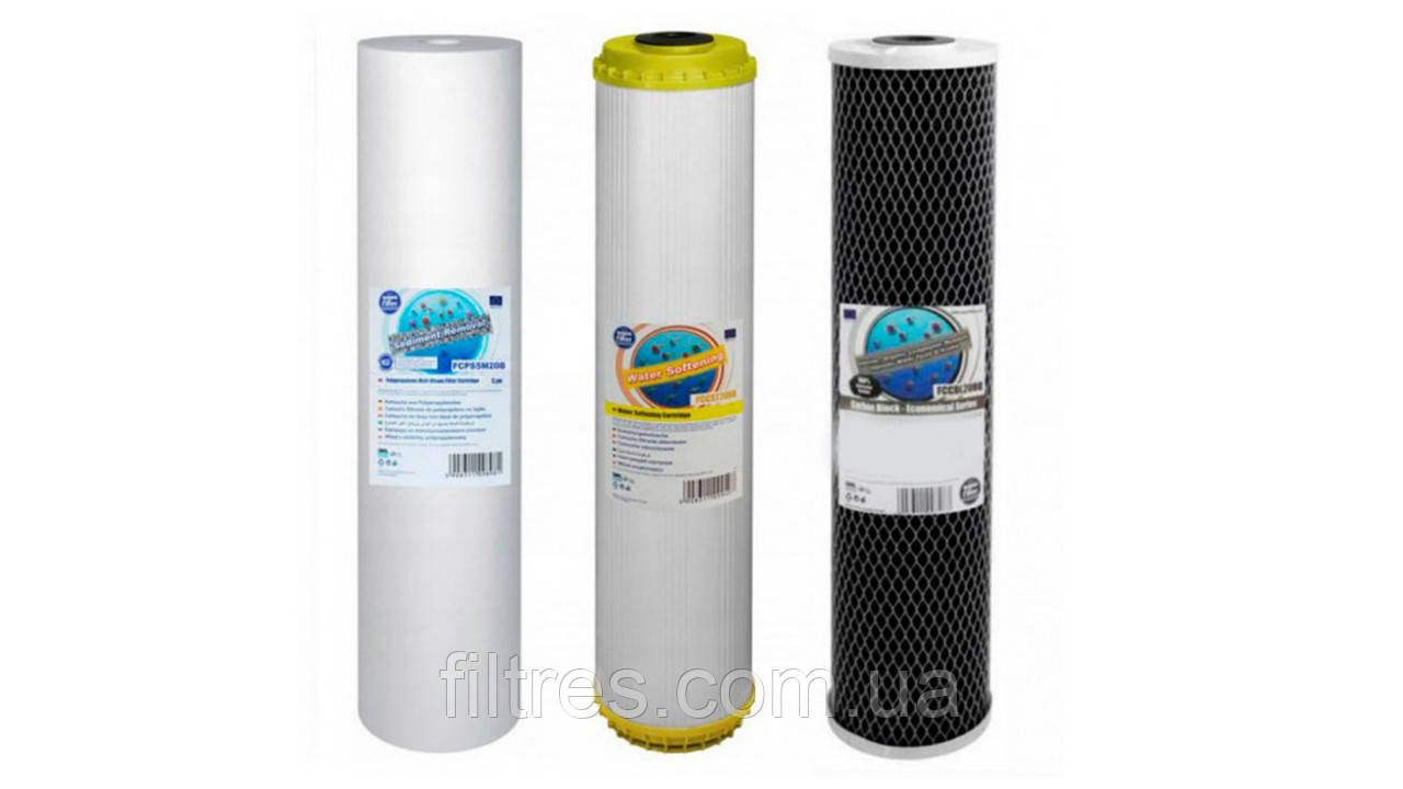Комплект картриджів Aquafilter "УМ'ЯГЧЕННЯ + ЗАПАХ хлор " Big Blue 20