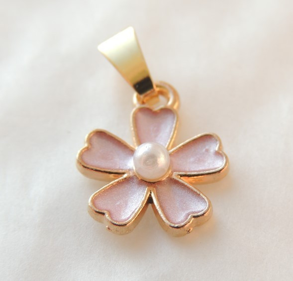 Кулон підвіска Liresmina Jewelry Рожева квіточка 1.4 см золотистий