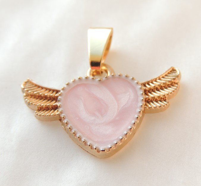 Кулон підвіска Liresmina Jewelry Крилате серце 1.3 см золотистий
