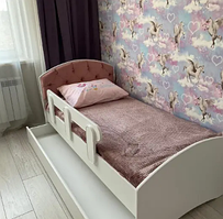 Ліжко тахта дитяче одномісне ЛДСП, каретне стяжка з шухлядою ST-050