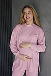 М'який спортивний костюм для вагітних oversize крою однотонний трикотажний колір пудра, 5420138-1-П, фото 5