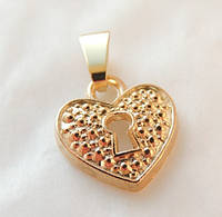 Кулон подвеска Liresmina Jewelry Запертое сердце 1.2 см золотистый