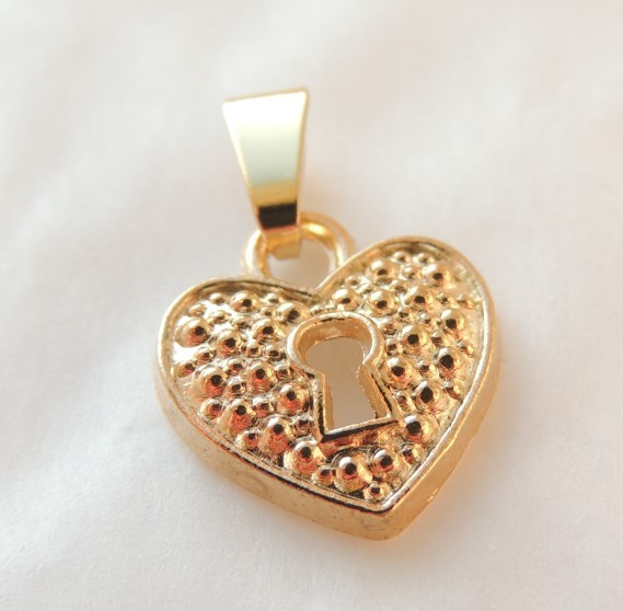Кулон подвеска Liresmina Jewelry Запертое сердце 1.2 см золотистый - фото 1 - id-p1793587957