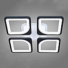 Світлодіодна квадратна люстра 80 Вт - з підсвічуванням основи, пультом, чорний каркас D-S9171/4BK 3color, фото 4