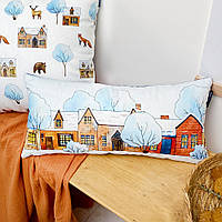 Подушка для дивана бархатная Зимние дома 50x24 см (52BP_23NY001)
