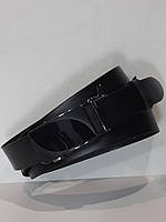 Ремень 01.075.122 чёрный длинный кожаный г шириной 35 мм гладкий с автоматической пряжкой