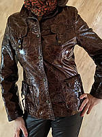 Куртка женская коричневая из натуральной кожи 44-46 коричневый в разводах