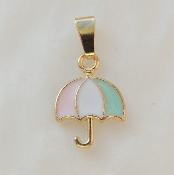 Кулон подвеска Liresmina Jewelry Парасолька трикольори 1.5 см золотистый