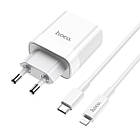 Мережевий зарядний пристрій Hoco C80A Rapido PD + штекер QC3.0 EU з кабелем Type-C - Lighting, фото 2