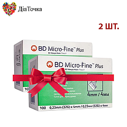 Голки для шприц-ручок BD Micro-Fine + "МікроФайн" 4 мм 100 шт. (2 паковання)