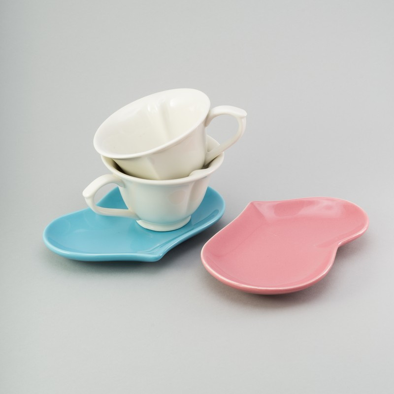 Набір керамічних чашок із блюдцями 150 мл (2 шт) Heart Herisson, фото 1