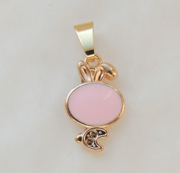 Кулон подвеска Liresmina Jewelry Зайченя рожеве 1.5 см золотистый
